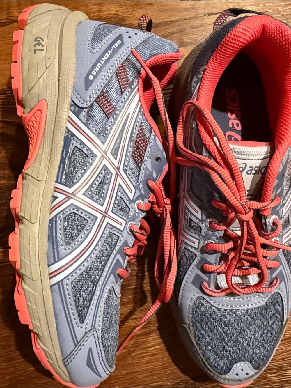 Asics Women's Gray and Coral Trail Running Sneakers